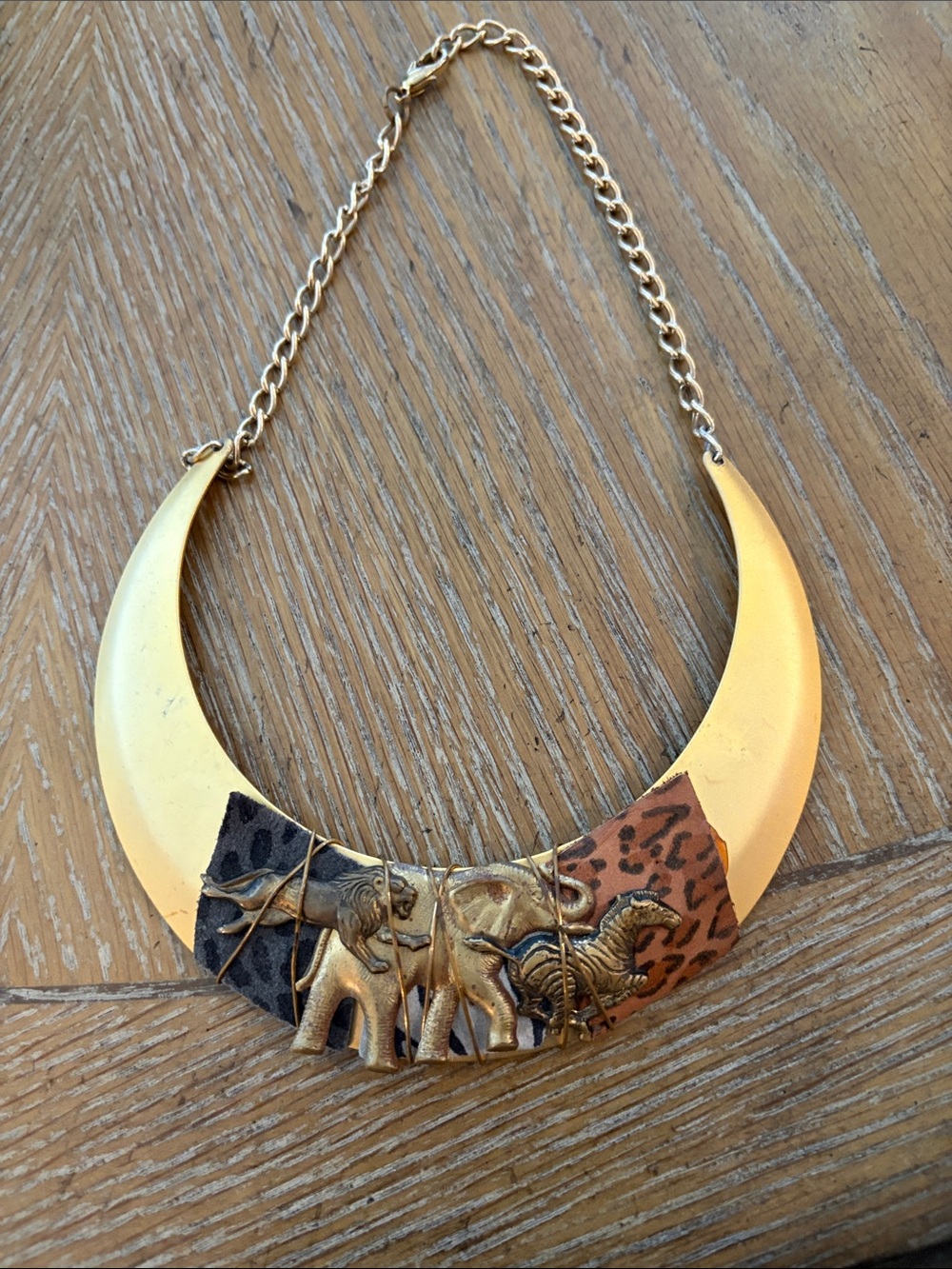 Gold Animal Accent Statement Necklace - Gold Color